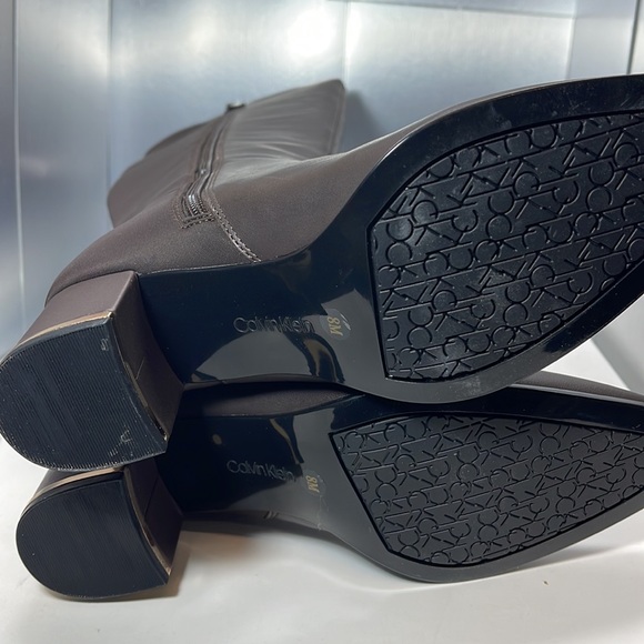 COPY - BNIB Calvin Klein Freda  Cow Lather Silk neoprene Brown Long Riding Boot… - Picture 11 of 11